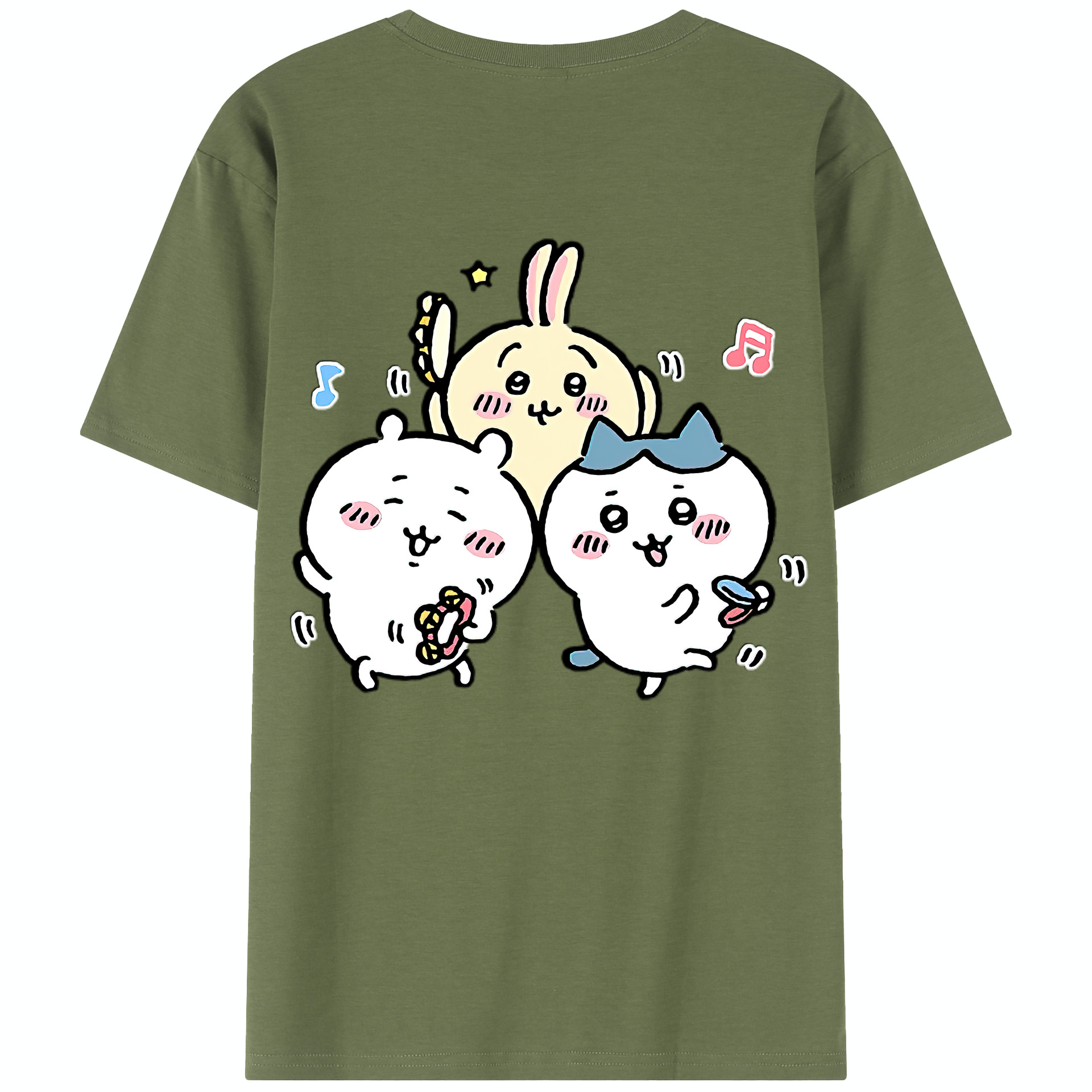 （画像用） ちいかわ ハチワレ Chii-kawa hachiware 綿100％半袖Tシャツ（背面プリント）
